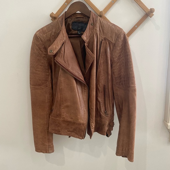 Tan real sheep leather vintage jacket - Picture 2 of 9